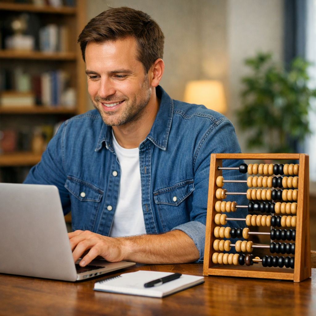 Man with Laptop and Abacus-1